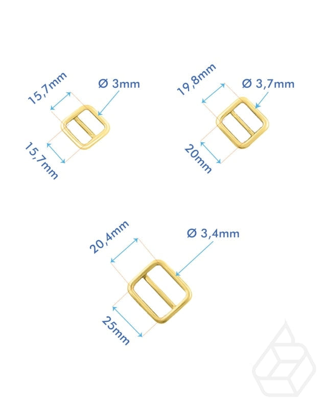 Vierkante Schuifgesp | Goud En Zilver 3 Binnenmaten Fournituren