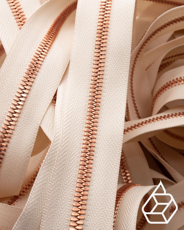 Excella® | Gepolijste Rits Van De Rol Maat #5 Bright Copper Finish Ivory 841 Ritsen